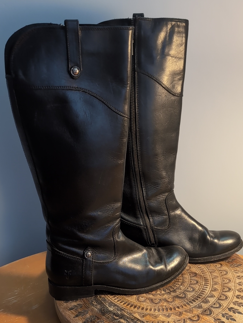 Frye Tall Black Leather Riding Boots